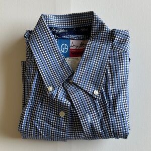 Wrangler George Strait Blue Plaid Casual Short Sleeve Shirt Sz XLT Tall